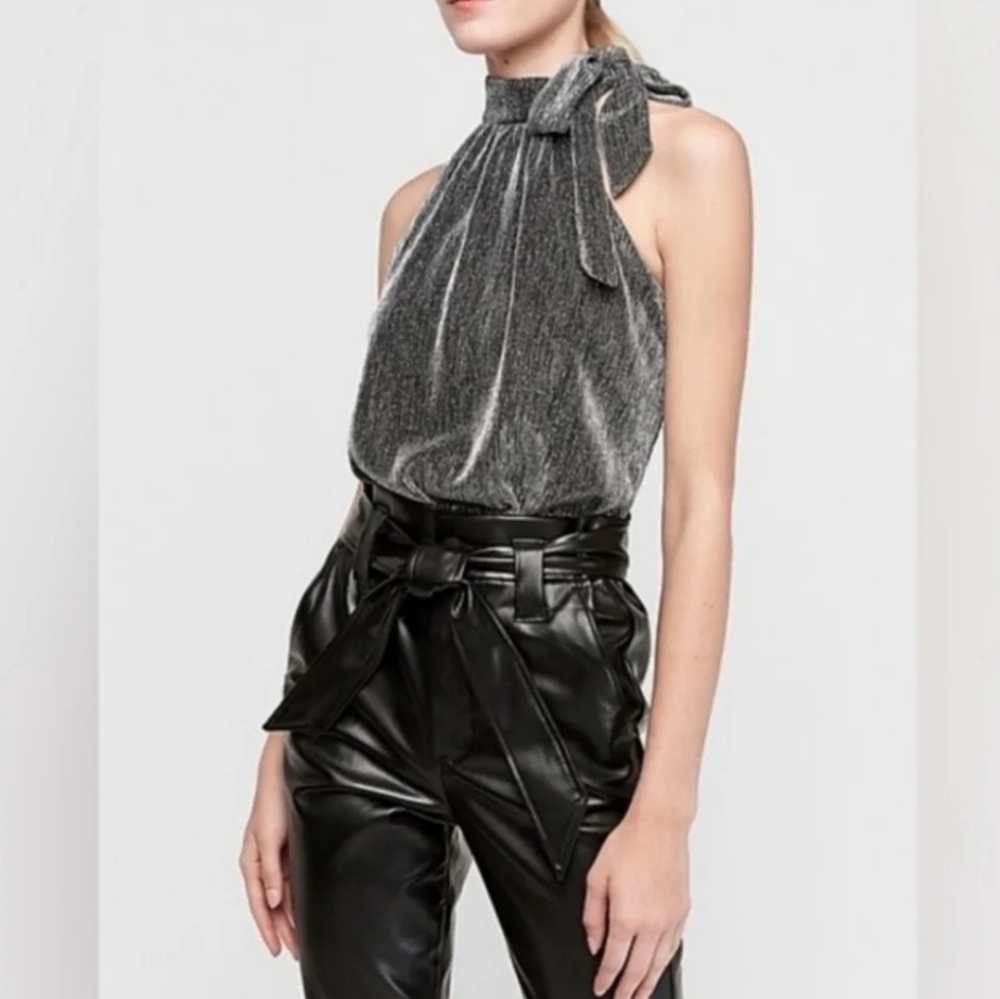 NEW Express sparkle neck tie Bodysuit Size XS